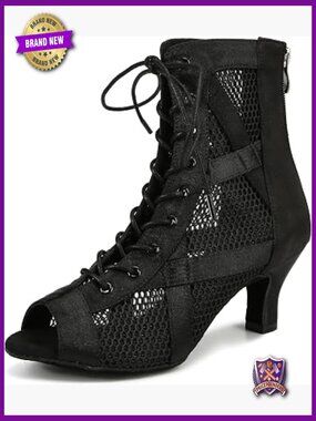 Womens Latin Salsa Dance Shoes Performance 2.5 3.5 inch Heel Booties
